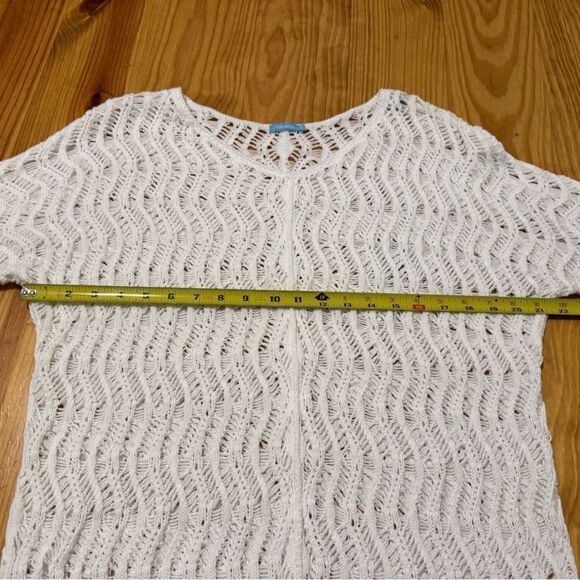 J McLaughlin Sweater Womens Medium White Crochet Knit Boho 100% Cotton - Picture 6 of 8